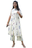 Gosriki Women'S Rayon Viscose Straight Printed Kurta With Pant (Barkat Cream-Gs_Xl_Cream_X-Large),Cream,,B0DRZQ9371