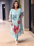 Gosriki Women'S Rayon Viscose Straight Printed Kurta With Pant (Susan Sky-Vks06-Gs_M_Sky Blue_Medium),Sky Blue,,B0F8Q5GJWH