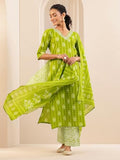 Libas Women'S Cotton Kurta Set (400626_Green 1_L)