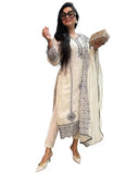 Anni Designer Women'S Rayon Blend Straight Embroidered Kurta With Pant & Dupatta (Trp Off-White-Nm_5Xl_White_Xxxxx-Large),White,5XL