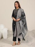 Libas Women'S Silk Blend Abstract Kurta Set (400483_Black_M)