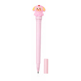 Pink Olive 1 Pc Cute Pink Gel Pen Fun Cartoon Character Design Smooth Blue Ink 360 Rotating Top Comfy Grip Creative St