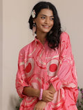 Libas Womens Printed Silk Blend Co-Ord Set For Women Pink 2Xl 39019