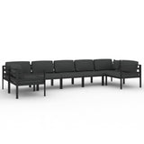 Vidaxl 8-Piece Patio Lounge Set In Anthracite - Aluminum Outdoor Furniture With Modular Design, Comfy Cushions, And Back Pillows