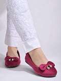 Shoetopai Women'S Cherry Velvet Ballerina Flats With Bow & Pearl Detail Elegant Slip-On Belly Shoes For Casual & Party Eu36,Cherry,3,B0D14BHF5W