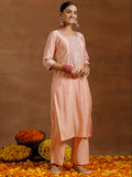Libas Women'S Silk Blend Kurta Sets (Gs923_Peach Peach M