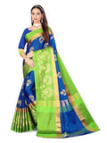 Leriya Fashion Saree for Women - Cotton Silk Traditional Print & Golden Zari Designer Rich Border with Un-Stitched Blouse Piece 