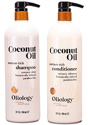 Oliology Nutrient Rich Coconut Oil Shampoo & Conditioner Combo Pack - Helps Restore Damaged Hair | Provides Intense Shine | Mois