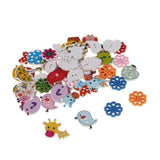 Merishopp 3X50Pcs Assorted Cartoon Animals Wooden Buttons Scrapbook Diy Sewing Craft