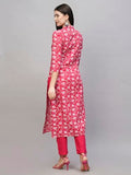 Anni Designer Women'S Cotton Blend Straight Printed Kurta With Pant (Vaagdevi Pink-Nw_Xl_Pink_X-Large),Pink,XL,Cotton Blend,Vaagdevi Pink-NW_1416,