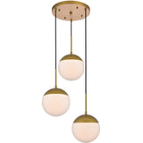 Living District Eclipse 3-Light Metal & Glass Pendant In Brass/Frosted White