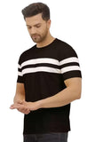 Lookmark Men'S Combo Cotton Blend Sky Blue & Black Color Printed Striped Polo Tshirt(Mt04-Mt10),Sky Blue-Black36Apparel,M
