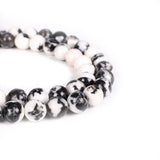 Malahill semiprecious Stone Beads for Jewelry Making, Sold per Bag 5 Strands Inside, Black Zebra Jasper 10mm