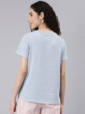 Enamor Women'S Solid Relaxed Fit T-Shirt (E305_Blue Fog Xl)
