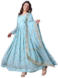 Wedani Women'S Georgette Anarkali Dress Sky Blue,SKY BLUE,M