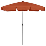 Vidaxl Beach Umbrella In Elegant Terracotta - Uv Protective And Anti-Fade Polyester Outdoor Umbrella With Tilt Function And Sturdy Ribbing -Like New