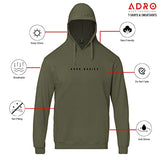 Adro Men'S Cotton Neck Hooded Sweatshirt (H22-M-Ar2-Ol_Olive_2Xl)