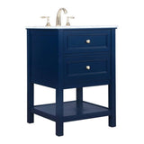 Elegant Decor Metropolis 24 Solid Wood And Metal Single Bathroom Vanity In Blue