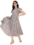 Oomph! Women'S Western & Fusion Wear Midi Dresses For Women Beach Grey - Md341,Cloud GreyApparel,XL