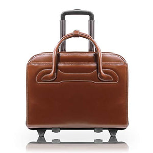 Mcklein, W Series, Willowbrook, Top Grain Cowhide Leather, 17'' Leather Patented Detachable -Wheeled Ladies Laptop Briefcase, Br