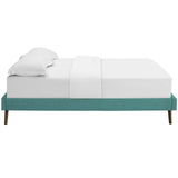CasaFoyer Loryn Platform Bed | Solid Wood Frame | Polyester Upholstery | Tapered Legs | No Box Spring Needed | Teal