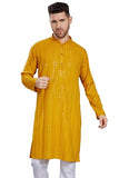 Divisive Men'S Embroidered Cotton Blend Only Slim Fit Kurta (Dkrt383_M_Mustard)