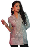 Libas Women'S Linen Floral Straight Kurti (58166_Off White