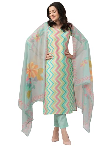 Anni Designer Women'S Rayon Blend Straight Printed Kurta With Pant & Dupatta (Zaggu Pista_Xl_Pista_X-Large),Pista,XL