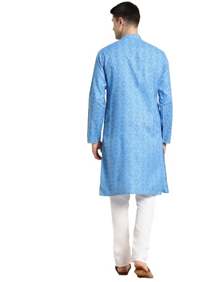 Sojanya (Since 1958 Men'S Cotton Blend Blue Printed Only Long Kurta Blue S