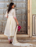 Anni Designer Women'S Rayon Blend Anarkali Embroidered Kurta With Pant & Dupatta (Raashi Cream_L_Cream_Large),Cream,L,Rayon Blend,Anarkali,Kurta, Scarf