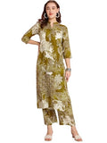 Gosriki Women'S Rayon Blend Straight Printed Kurta With Pant (Tomsk Mehandi-Vks01-Gs_Xl_Mehandi_X-Large),Mehandi,,B0DRNN14WN
