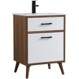 Elegant Decor Boise 24 Porcelain Top Bathroom Vanity In Matte White