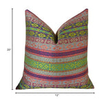 Plutus Brands Plutus Fuchsia Handmade Throw Pillow, 12 X 20, Magenta/Green/Blue