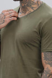 ADRO V-Neck T Shirt for Men 100% Cotton Vneck Tshirt is Ideal for Casual wear Workouts and Loungewear Adding a Stylish Touch.|VN24-PLN-OL-L Olive,Olive