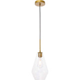 Living District Gene 1-Light Metal Pendant In Brass And Clear Glass
