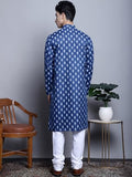 Jompers Men'S Cotton Floral Printed Kurta Pyjama Set (Navy, L)