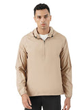 Pumpd Mens All-Purpose Windcheater With Front Zip Closure & Hoodie -With Self Packing Kit,Sand,Sand,S