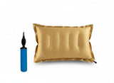 Pm Square Inflatable Travel Pillow With Air Pump, Brown, Soft Breathable Fabric, Lightweight And Portable, MultiPosition Suppor
