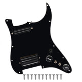 SAPHUE SH Prewired ST Pickguard Coil Splitting Pickguard Humbucker Pickguard Loaded Pickguard 2 Rail+4 Rail Pickup Set (black, S