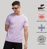Adro Men'S Solid Regular Fit T-Shirt (Rcm3-Pln-Pu-Wh-Gr_Purple,White,Grey