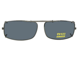 Slim Rectangle Non Polarized Clip on Sunglasses for Men and Women - Clip-On Sunglasses For Eyewear (Pewter Non Polarized Gray Le