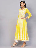 Anni Designer Women'S Georgette Chikankari Embroidered Anarkali Kurti (Kari-Yellow-Sm_M_Yellow_Medium),Yellow,M,Georgette,Anarkali,