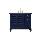 Elegant Decor Rhodes 42 Coastal Solid Wood Single Bathroom Vanity In Blue