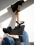 Shoetopia Women'S Platform Heel Sandal,Black,6,B0BY6WZ5GL
