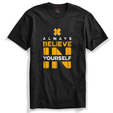 Adro Mens Believe In Your Self Printed T-Shirt (R22-M-Bel-Bl_Black_M)