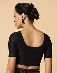 Toplot Cotton Blend Lycra Stretchable Readymade Blouses Pack Of 2 (Combo-5058-Blk-Rnp-28),Black-Rani Pink,28,B0CV5974BK
