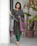 Anni Designer Women'S Rayon Blend Straight Printed Kurta With Pant & Dupatta (Muguri Green_Xl_Green_X-Large),Green,XL,,,