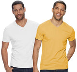 Adro Men'S V Neck Combo Plain Cotton T-Shirts_Vcm2-Pln-Wh-Mu-M