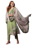 Anni Designer Women'S Rayon Blend Straight Printed Kurta With Pant & Dupatta (Meerut Pista-Vks01_L_Pista_Large),Pista,L