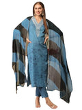 Anni Designer Women'S Cotton Blend Printed Straight Kurta With Pant & Dupatta (Suhana Blue_S_Blue_Small),Blue,S